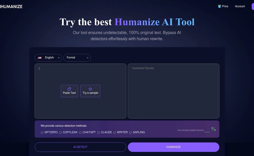 AI Humanize homepage image