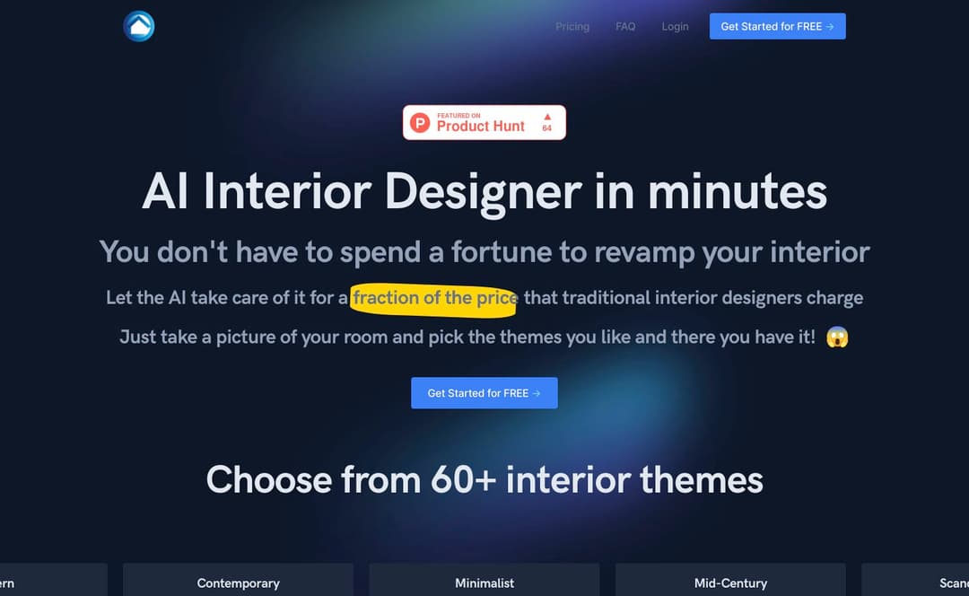AI Interior Designer homepage image