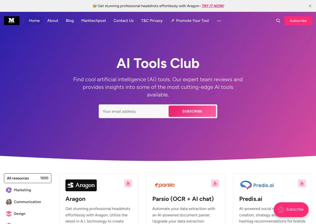 AI Tools Club homepage image