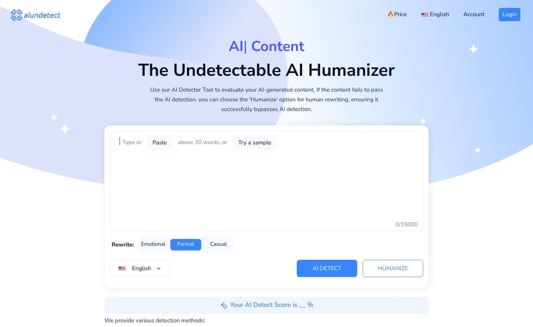 AI Undetect homepage image