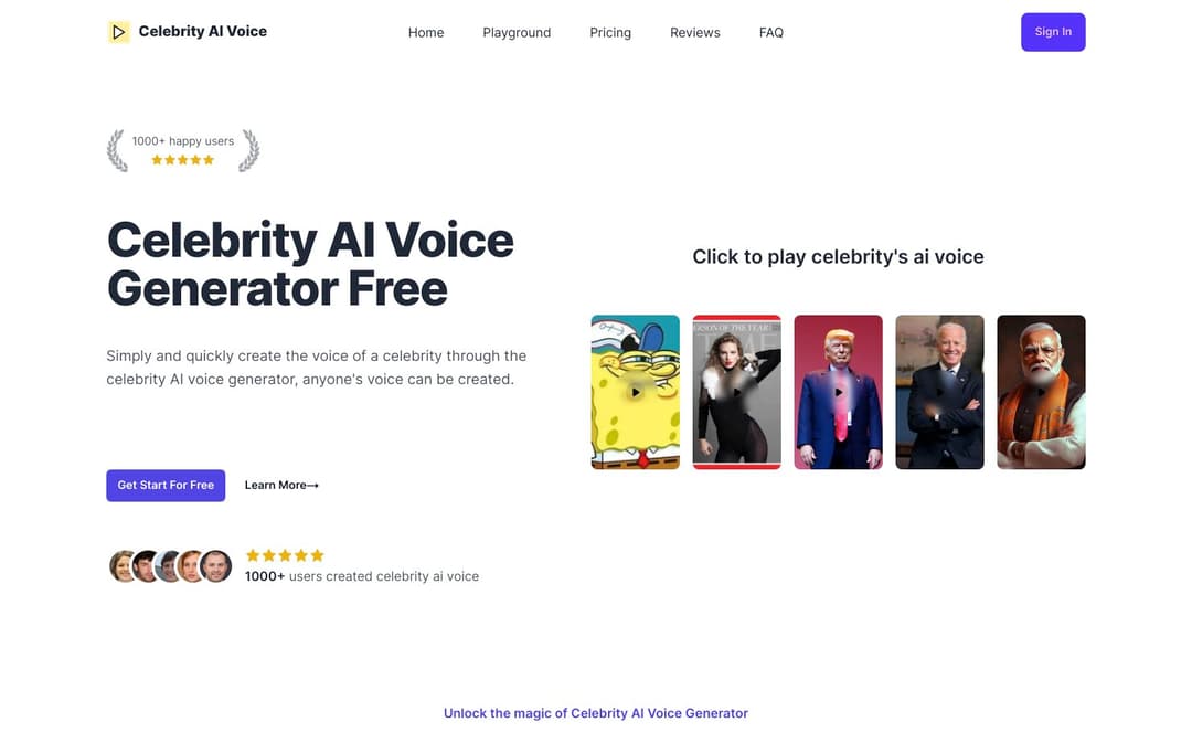 Celebrity AI Voice homepage image