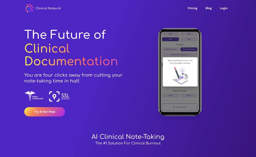 Clinical Notes AI homepage image
