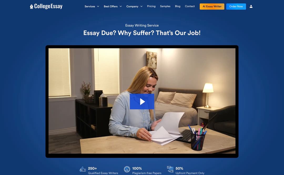CollegeEssay.org's AI Essay Writer homepage image