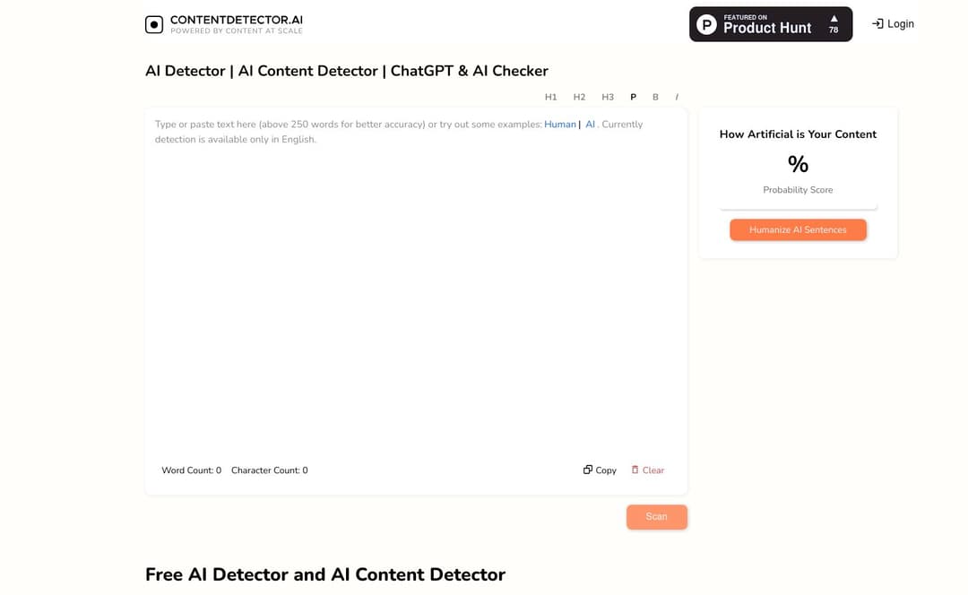 Contentdetector AI homepage image