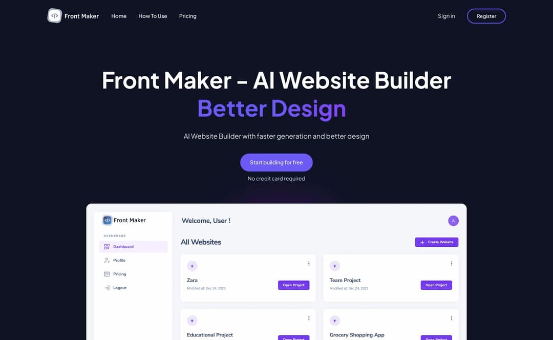 Front Maker homepage image