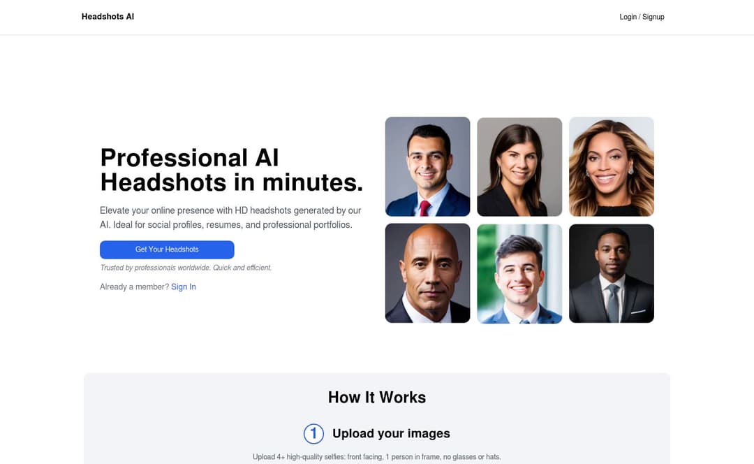 Headshots AI homepage image