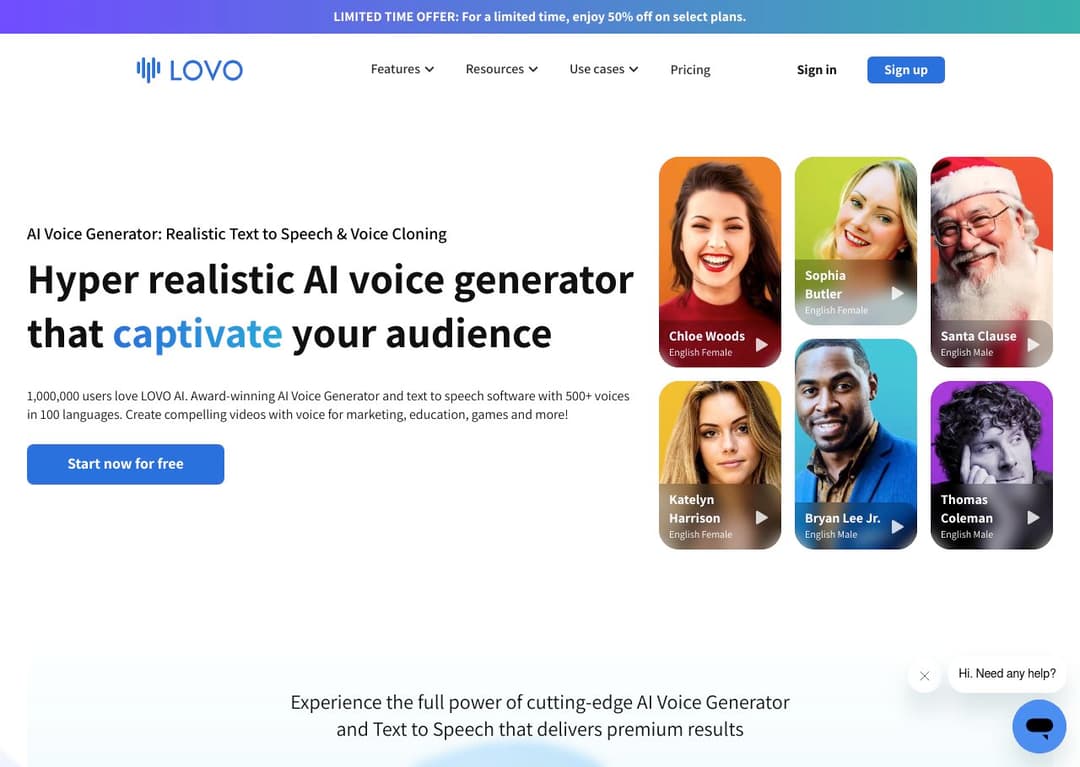 LOVO AI homepage image