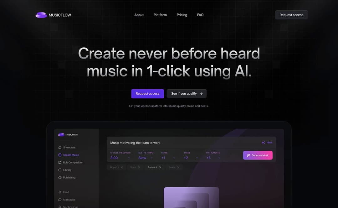 MusicFlow homepage image