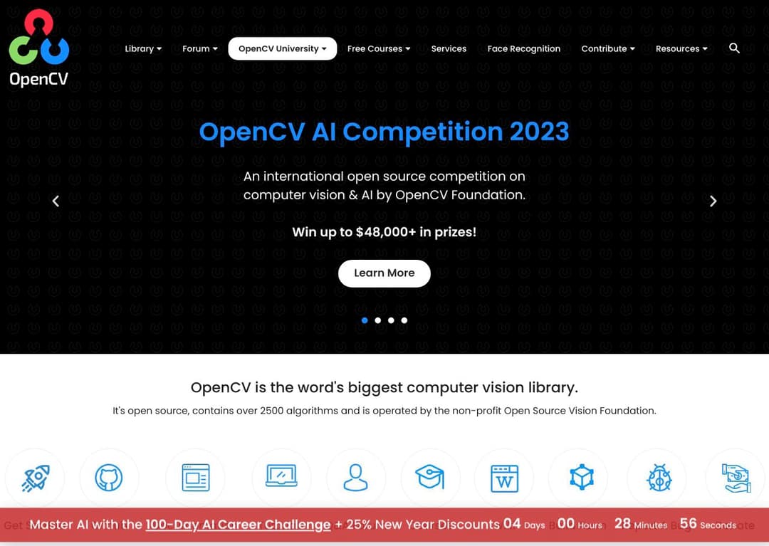 OpenCV homepage image