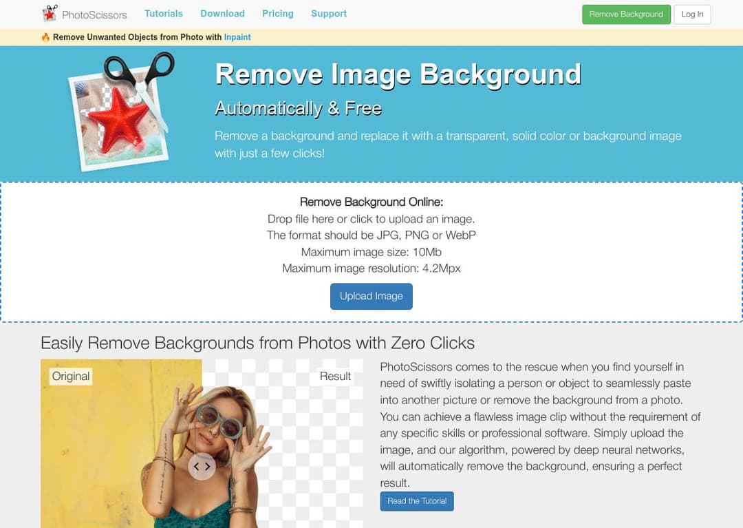 PhotoScissors homepage image