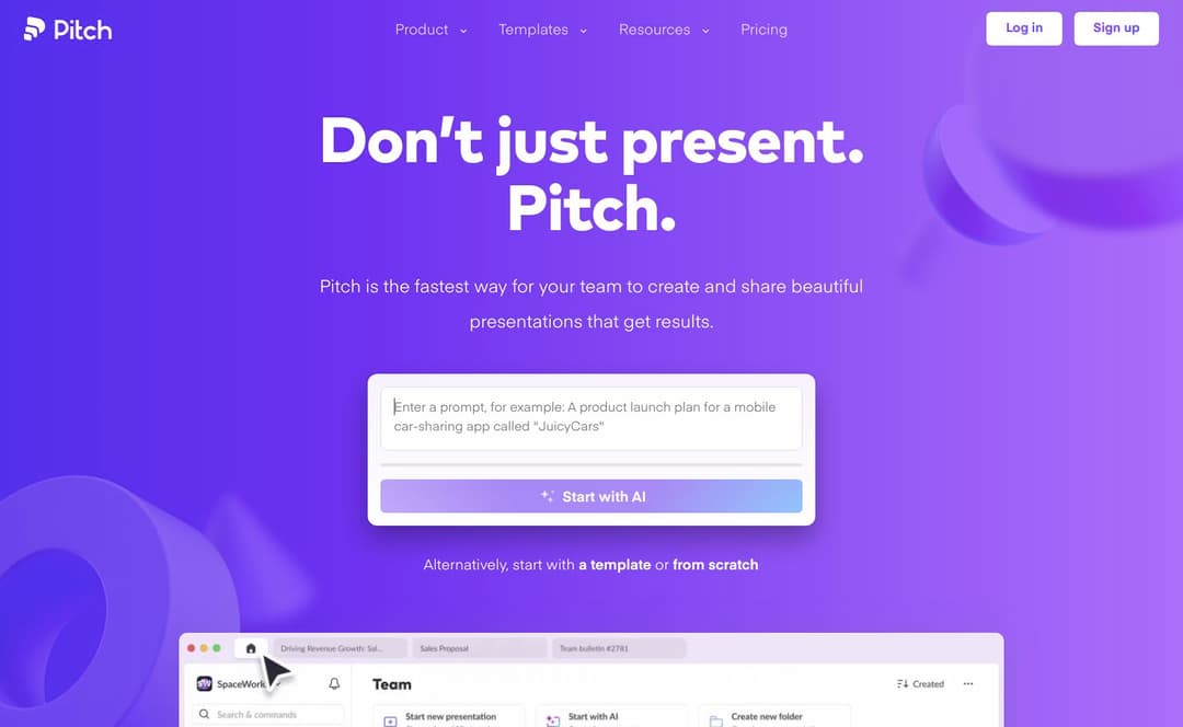 Pitch homepage image