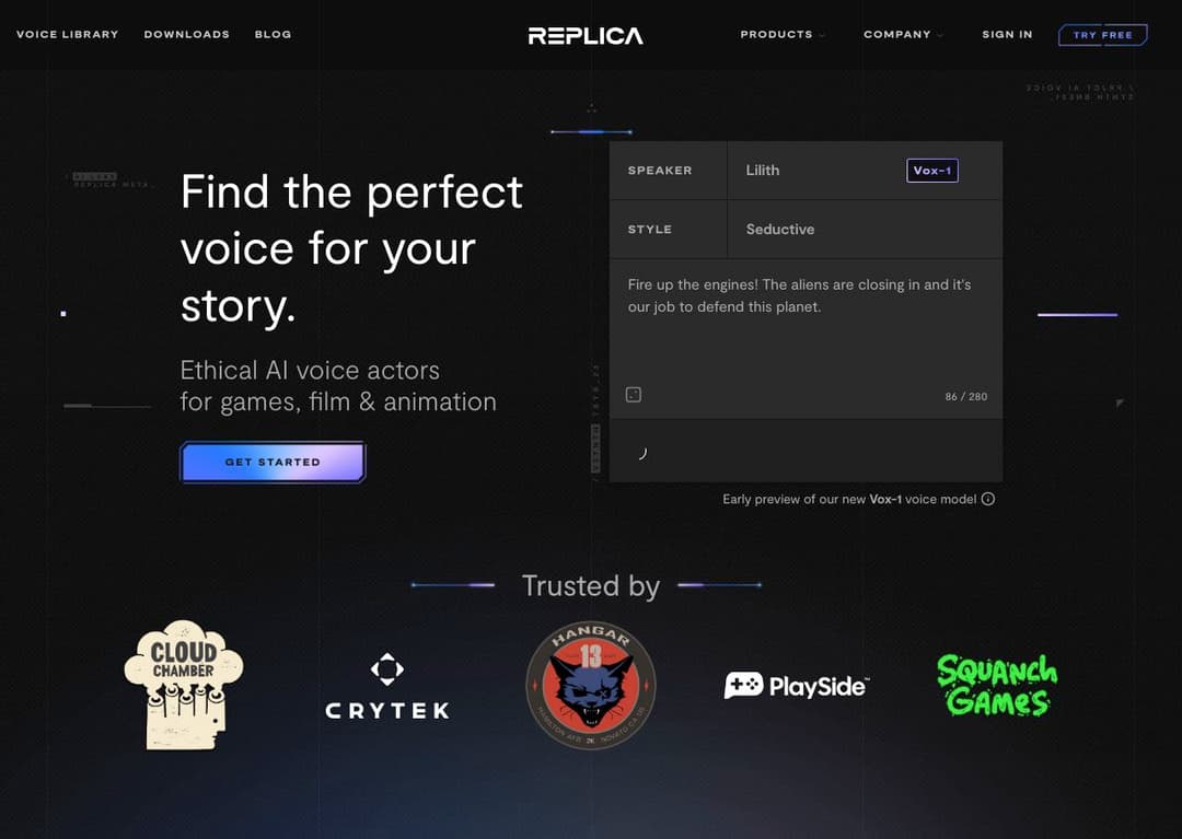 Replica Studios homepage image