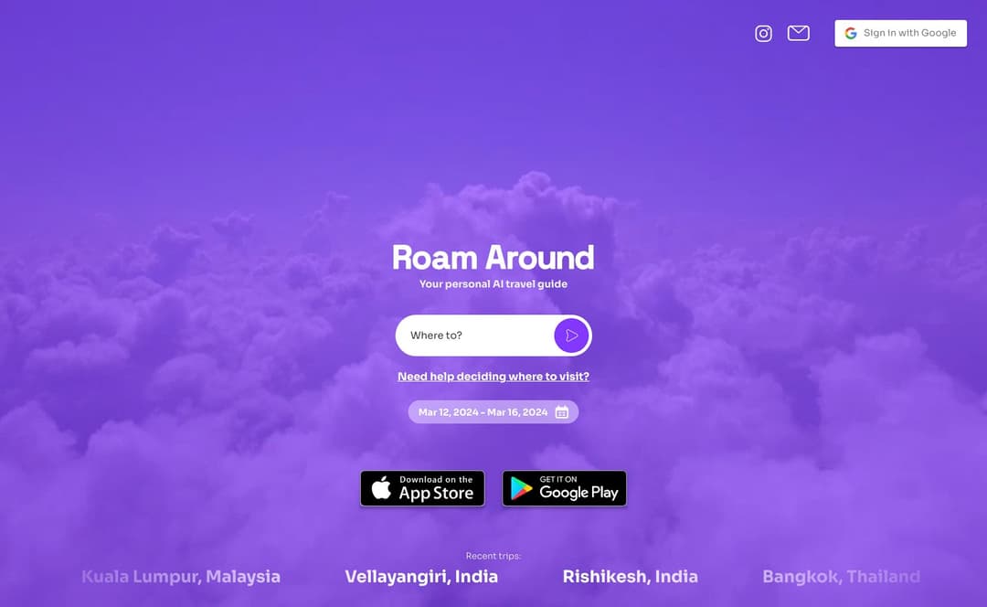 Roam Around homepage image