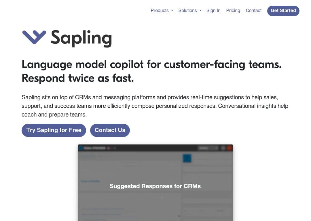 Sapling.ai homepage image