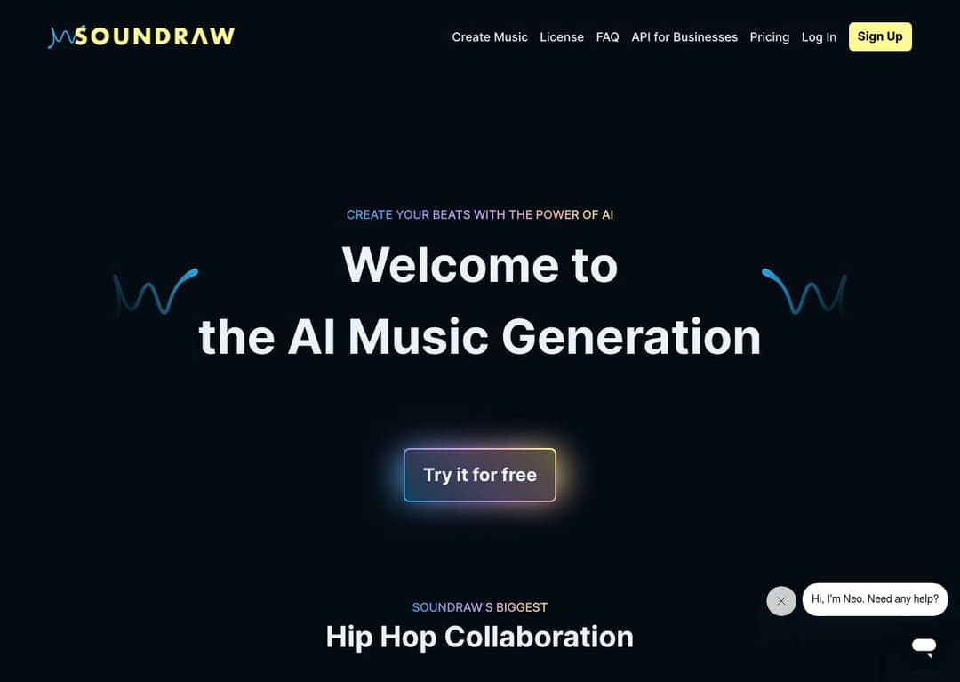 Soundraw.io homepage image