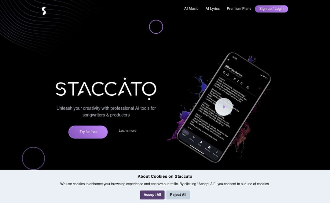Staccato homepage image