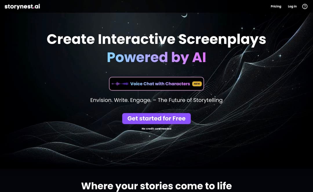 StoryNest AI homepage image