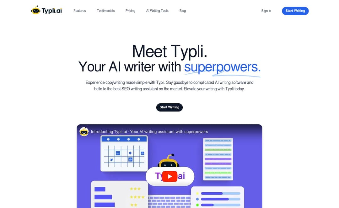 Typli homepage image