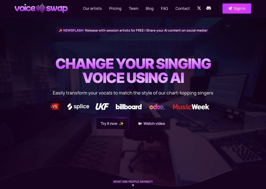 Voice-Swap.ai homepage image