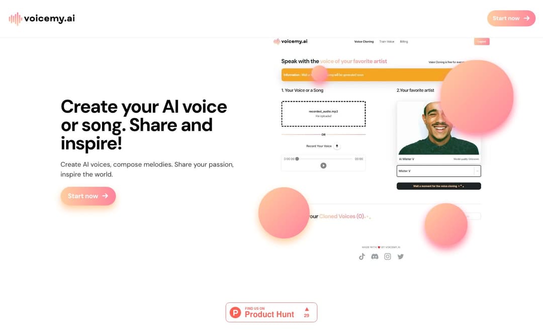 Voicemy AI homepage image