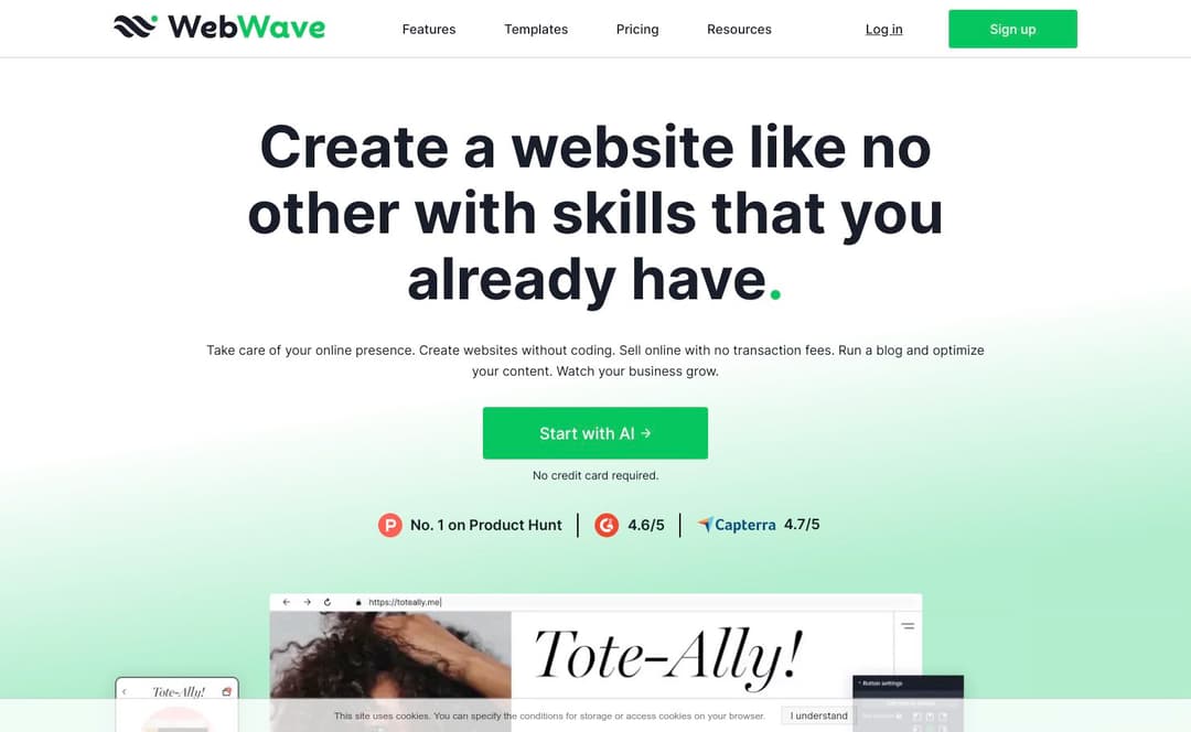WebWave homepage image
