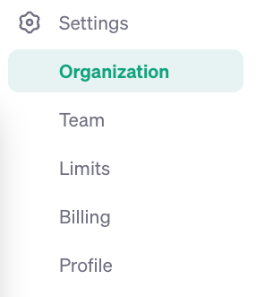 openai development platform settings account information