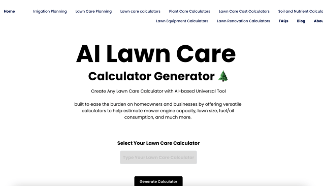 AI Lawn Care Calculator Generator