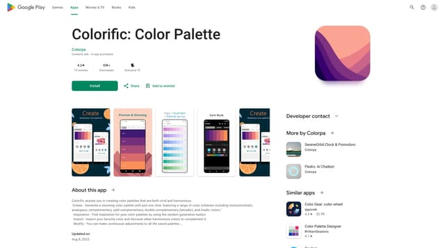 Colorific: Color palette